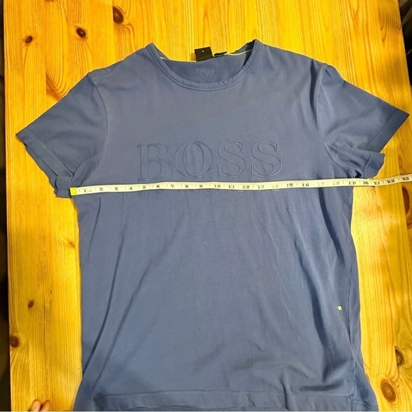 Boss Hugo Boss Blue Embossed Logo Lightweight Short Sleeve T Shirt Women Medium - Picture 9 of 12